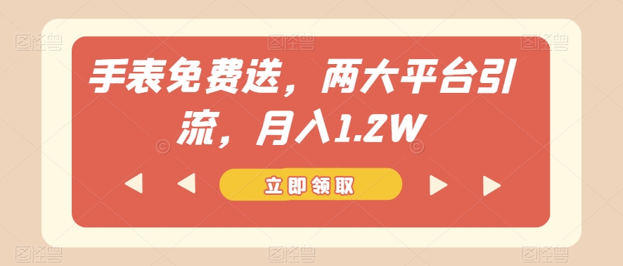 手表免费送，两大平台引流，月入1.2W【揭秘】-86资源库