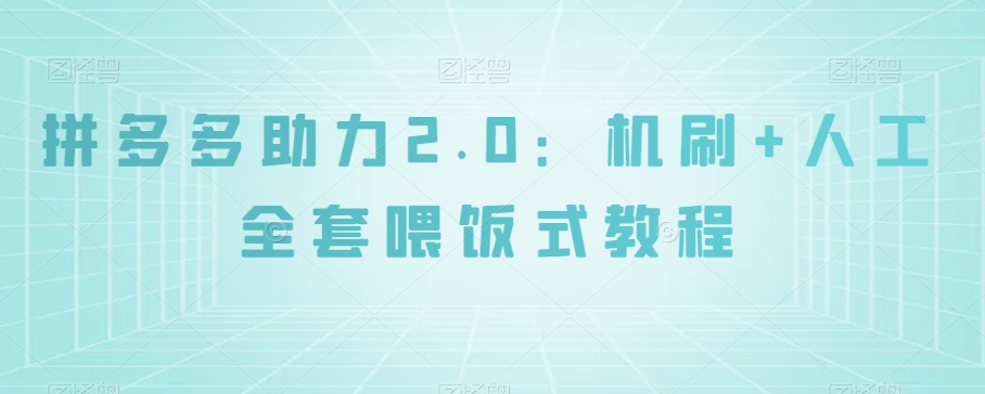 拼多多助力2.0：机刷+人工全套喂饭式教程【揭秘】-86资源库