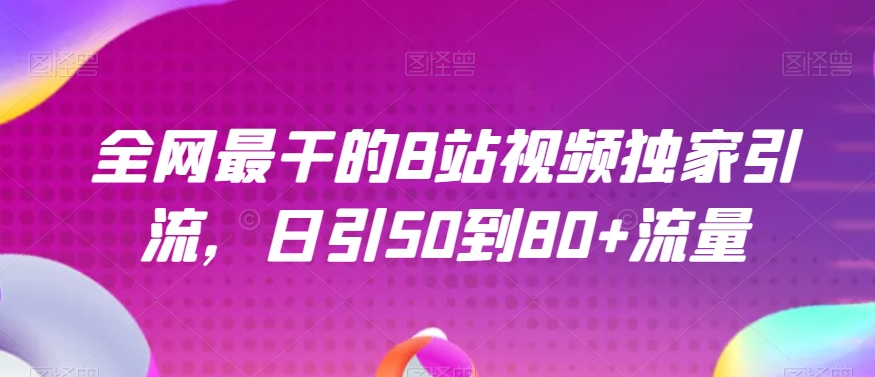 全网最干的B站视频独家引流，日引50到80+流量【揭秘】-86资源库