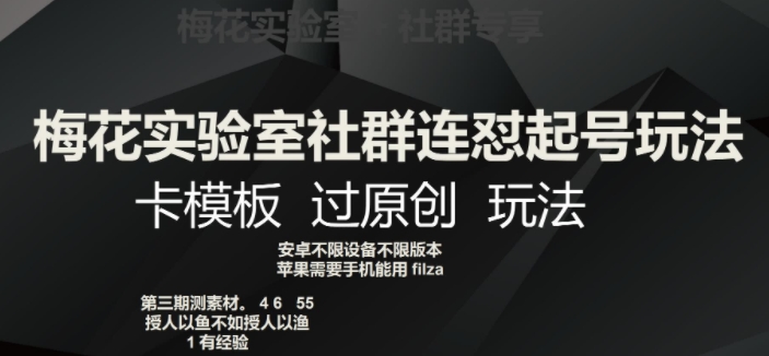 梅花实验室社群连怼起号玩法，卡模板过原创玩法【揭秘】-86资源库