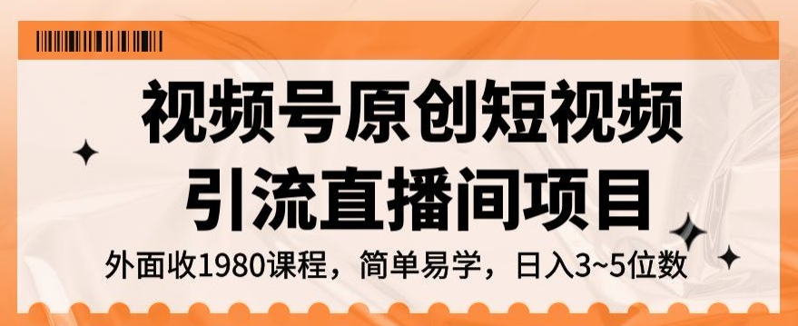 视频号原创短视频引流直播间项目，日入3~5五位数【揭秘】-86资源库