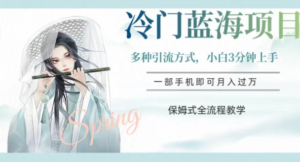 冷门蓝海项目，操作简单，小白3分钟上手，多种引流方式，保姆式全流程教学【揭秘】-86资源库