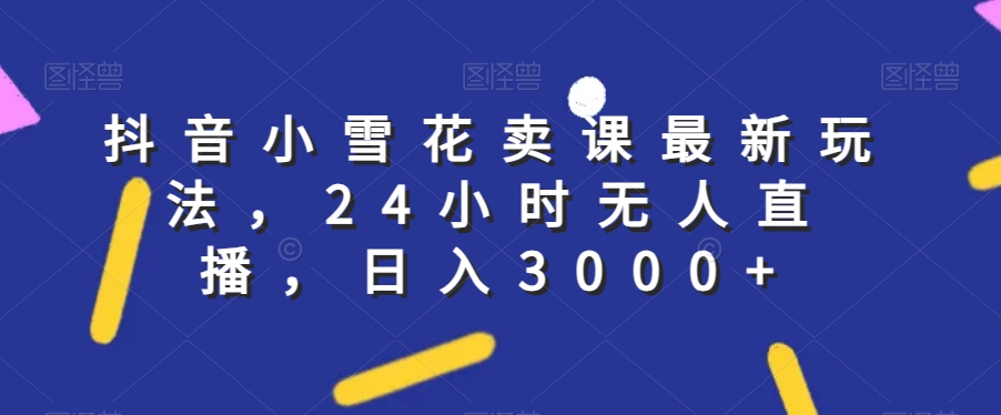 抖音小雪花卖课最新玩法，24小时无人直播，日入3000+【揭秘】-86资源库