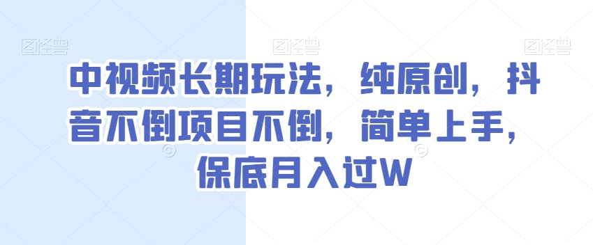 中视频长期玩法，纯原创，抖音不倒项目不倒，简单上手，保底月入过W【揭秘】-86资源库