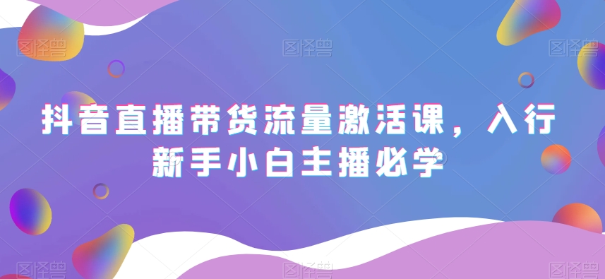 抖音直播带货流量激活课，入行新手小白主播必学-86资源库