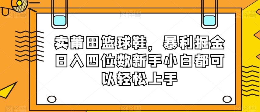 卖莆田篮球鞋，暴利掘金日入四位数新手小白都可以轻松上手【揭秘】-86资源库