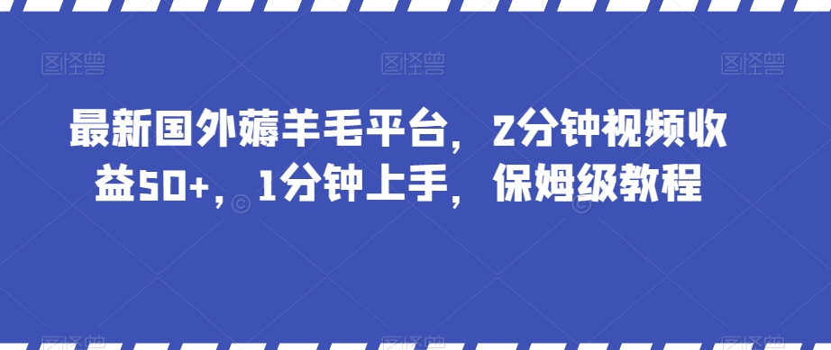 最新国外薅羊毛平台，2分钟视频收益50+，1分钟上手，保姆级教程【揭秘】-86资源库