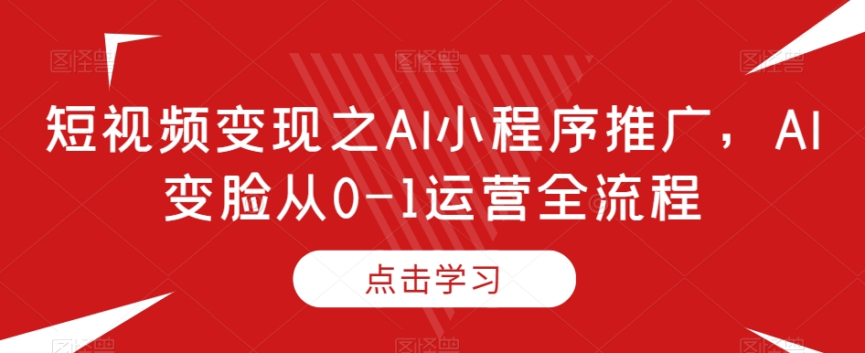 短视频变现之AI小程序推广，AI变脸从0-1运营全流程-86资源库