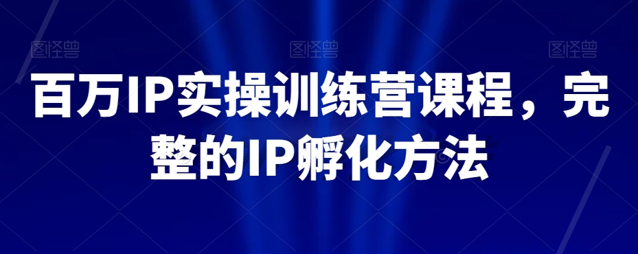 百万IP实操训练营课程，完整的IP孵化方法-86资源库