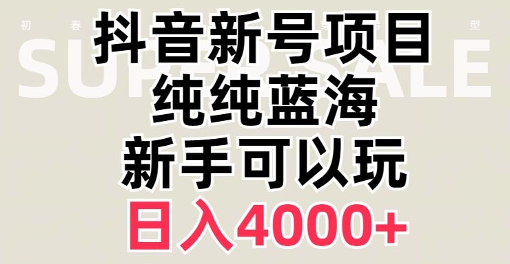 抖音蓝海赛道，必须是新账号，日入4000+【揭秘】-86资源库