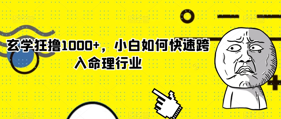 玄学狂撸1000+，小白如何快速跨入命理行业【揭秘】-86资源库