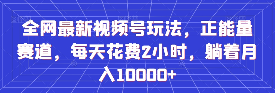 全网最新视频号玩法，正能量赛道，每天花费2小时，躺着月入10000+【揭秘】-86资源库
