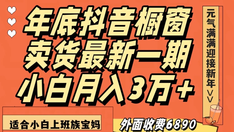 外面收费6890元年底抖音橱窗卖货最新一期，小白月入3万，适合小白上班族宝妈【揭秘】-86资源库
