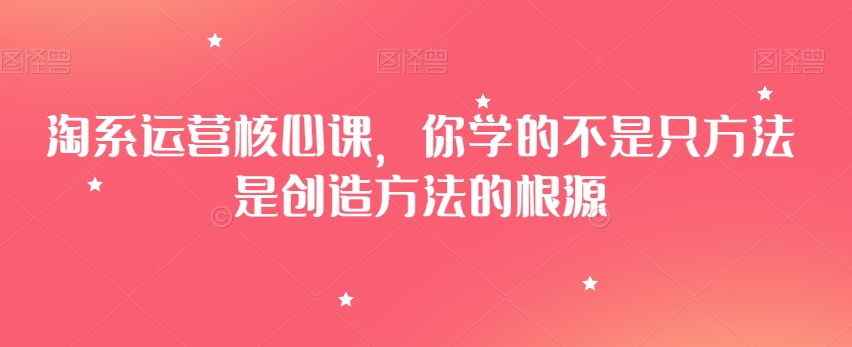 淘系运营核心课，你学的不是只方法是创造方法的根源-86资源库