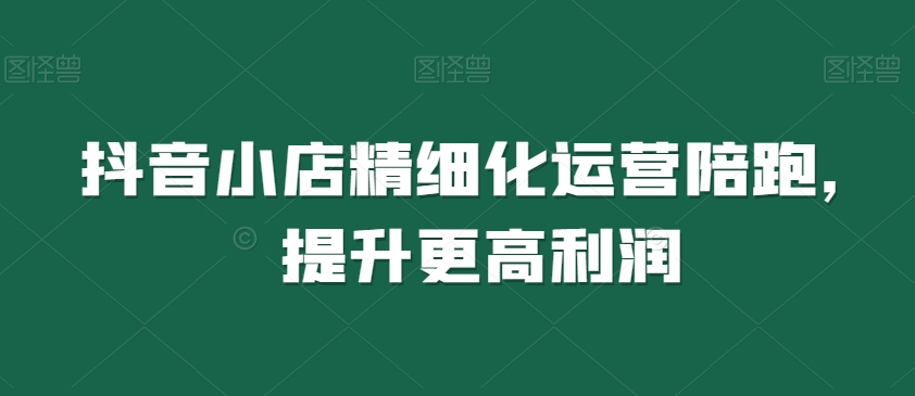 抖音小店精细化运营陪跑，提升更高利润-86资源库
