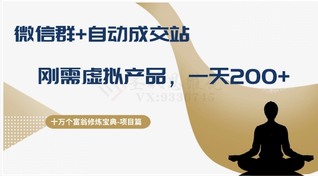 十万个富翁修炼宝典之8.微信群+自动成交站，刚需虚拟产品，一天200+-86资源库