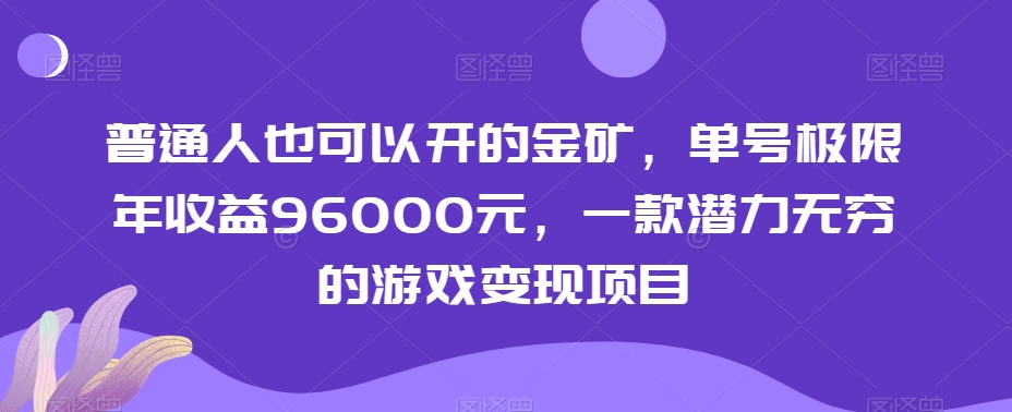 普通人也可以开的金矿，单号极限年收益96000元，一款潜力无穷的游戏变现项目【揭秘】-86资源库