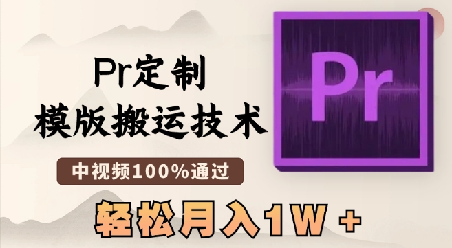 最新Pr定制模版搬运技术，中视频100%通过，几分钟一条视频，轻松月入1W＋【揭秘】-86资源库