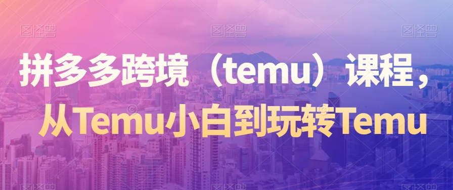 拼多多跨境（temu）课程，从Temu小白到玩转Temu-86资源库