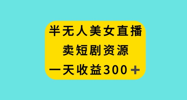 半无人美女直播，卖短剧资源，一天收益300+【揭秘】-86资源库