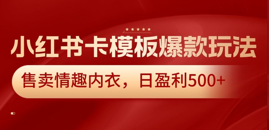 小红书卡模板爆款玩法，售卖情趣内衣，日盈利500+【揭秘】-86资源库