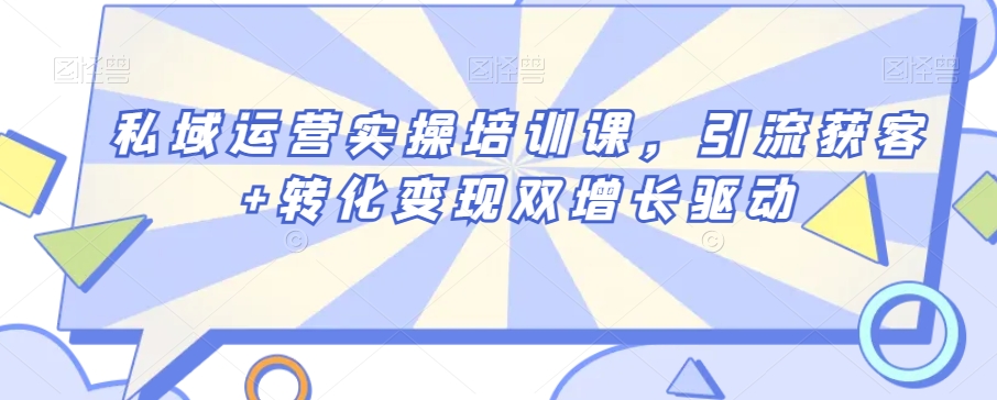 私域运营实操培训课，引流获客+转化变现双增长驱动-86资源库