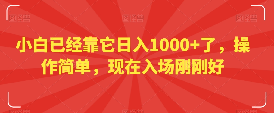 小白已经靠它日入1000+了，操作简单，现在入场刚刚好【揭秘】-86资源库