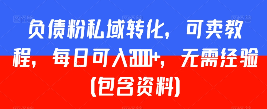 负债粉私域转化，可卖教程，每日可入2000+，无需经验（包含资料）【揭秘】-86资源库