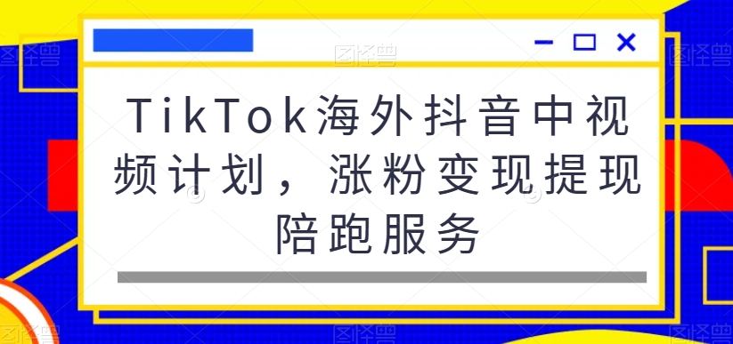 TikTok海外抖音中视频计划，涨粉变现提现陪跑服务-86资源库