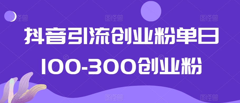 抖音引流创业粉单日100-300创业粉【揭秘】-86资源库