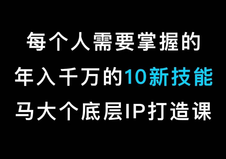 马大个的IP底层逻辑课，​每个人需要掌握的年入千万的10新技能，约会底层IP打造方法！-86资源库