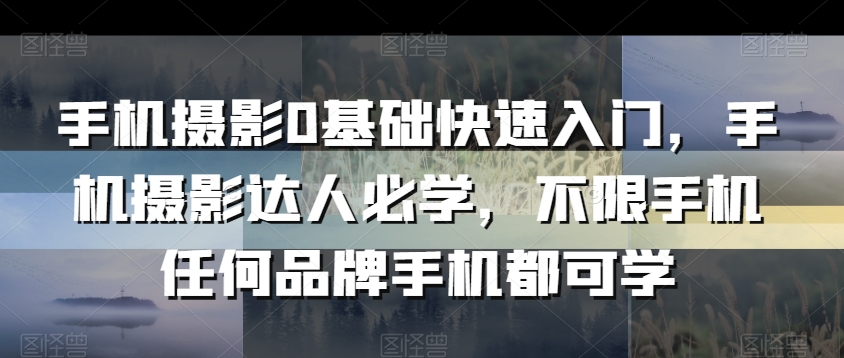 手机摄影0基础快速入门，手机摄影达人必学，不限手机任何品牌手机都可学-86资源库