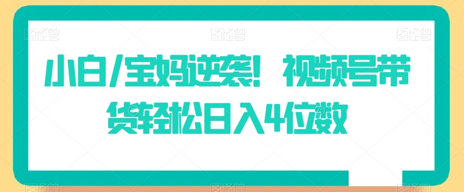 小白/宝妈逆袭！视频号带货轻松日入4位数【揭秘】-86资源库