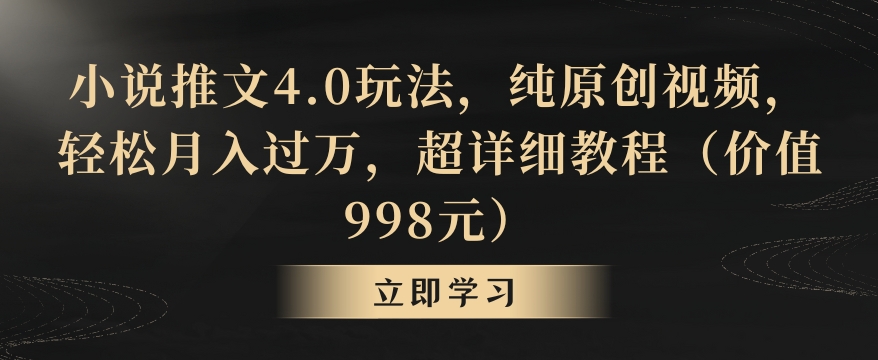 小说推文4.0玩法，纯原创视频，轻松月入过万，超详细教程（价值998元）【揭秘】-86资源库