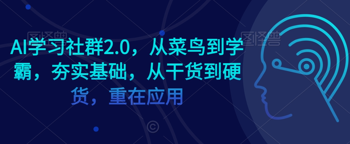 AI学习社群2.0，从菜鸟到学霸，夯实基础，从干货到硬货，重在应用-86资源库