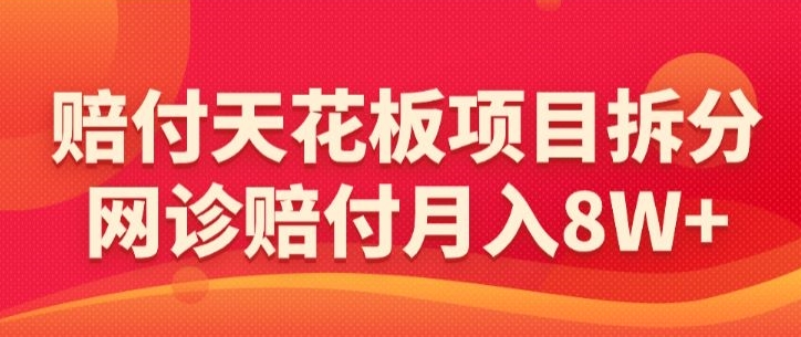 赔付天花板项目拆分，网诊赔付月入8W+-【仅揭秘】-86资源库