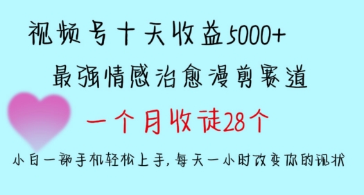 十天收益5000+，多平台捞金，视频号情感治愈漫剪，一个月收徒28个，小白一部手机轻松上手【揭秘】-86资源库