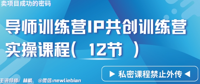 导师训练营3.0IP共创训练营私密实操课程（12节）-卖项目的密码成功秘诀【揭秘】-86资源库