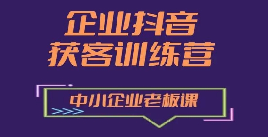企业抖音营销获客增长训练营，中小企业老板必修课-86资源库