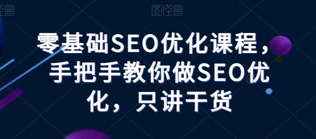 零基础SEO优化课程，手把手教你做SEO优化，只讲干货-86资源库