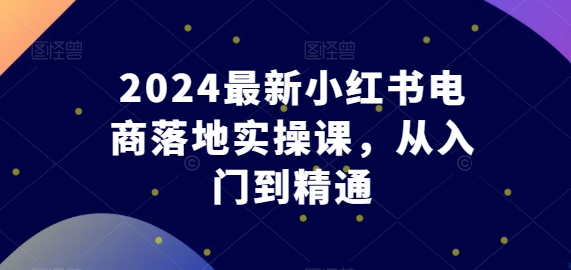 2024最新小红书电商落地实操课，从入门到精通-86资源库