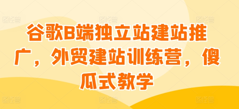 谷歌B端独立站建站推广，外贸建站训练营，傻瓜式教学-86资源库