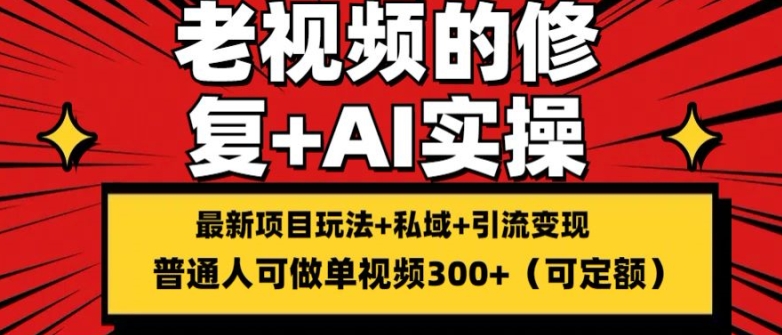修复老视频的玩法，搬砖+引流的变现(可持久)，单条收益300+【揭秘】-86资源库