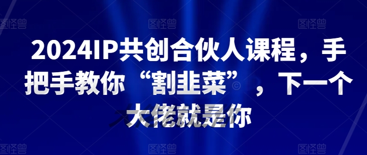 2024IP共创合伙人课程，手把手教你“割韭菜”，下一个大佬就是你-86资源库