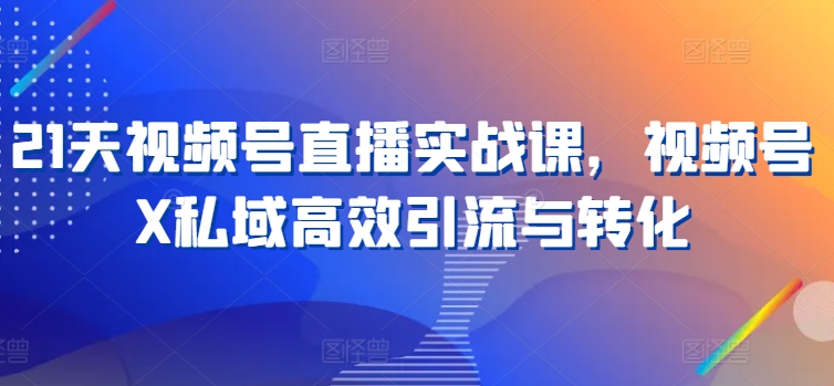 21天视频号直播实战课，视频号X私域高效引流与转化-86资源库