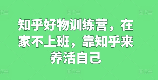 知乎好物训练营，在家不上班，靠知乎来养活自己-86资源库