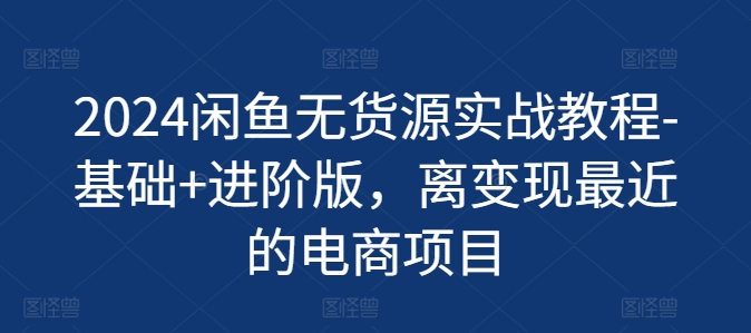 2024闲鱼无货源实战教程-基础+进阶版，离变现最近的电商项目-86资源库