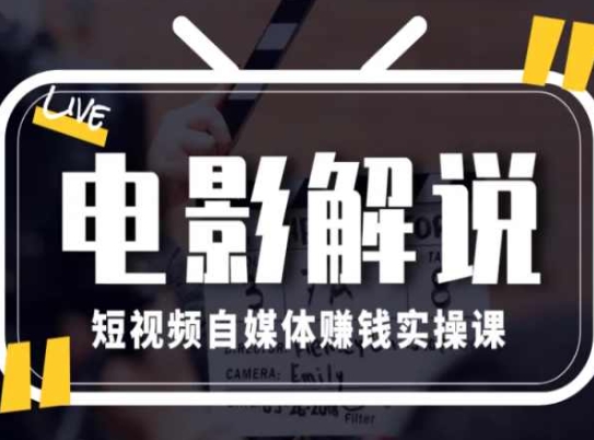 电影解说短视频自媒体赚钱实操课，教你做电影解说短视频，月赚1万-86资源库