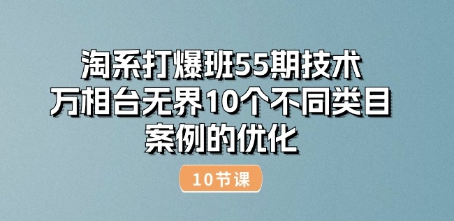 淘系打爆班55期技术：万相台无界10个不同类目案例的优化(10节)-86资源库