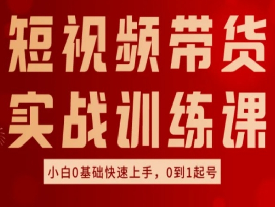 短视频带货实战训练课，好物分享实操，小白0基础快速上手，0到1起号-86资源库